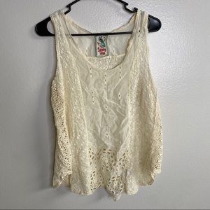 Johnny Was Cream Embroidered Tank Top